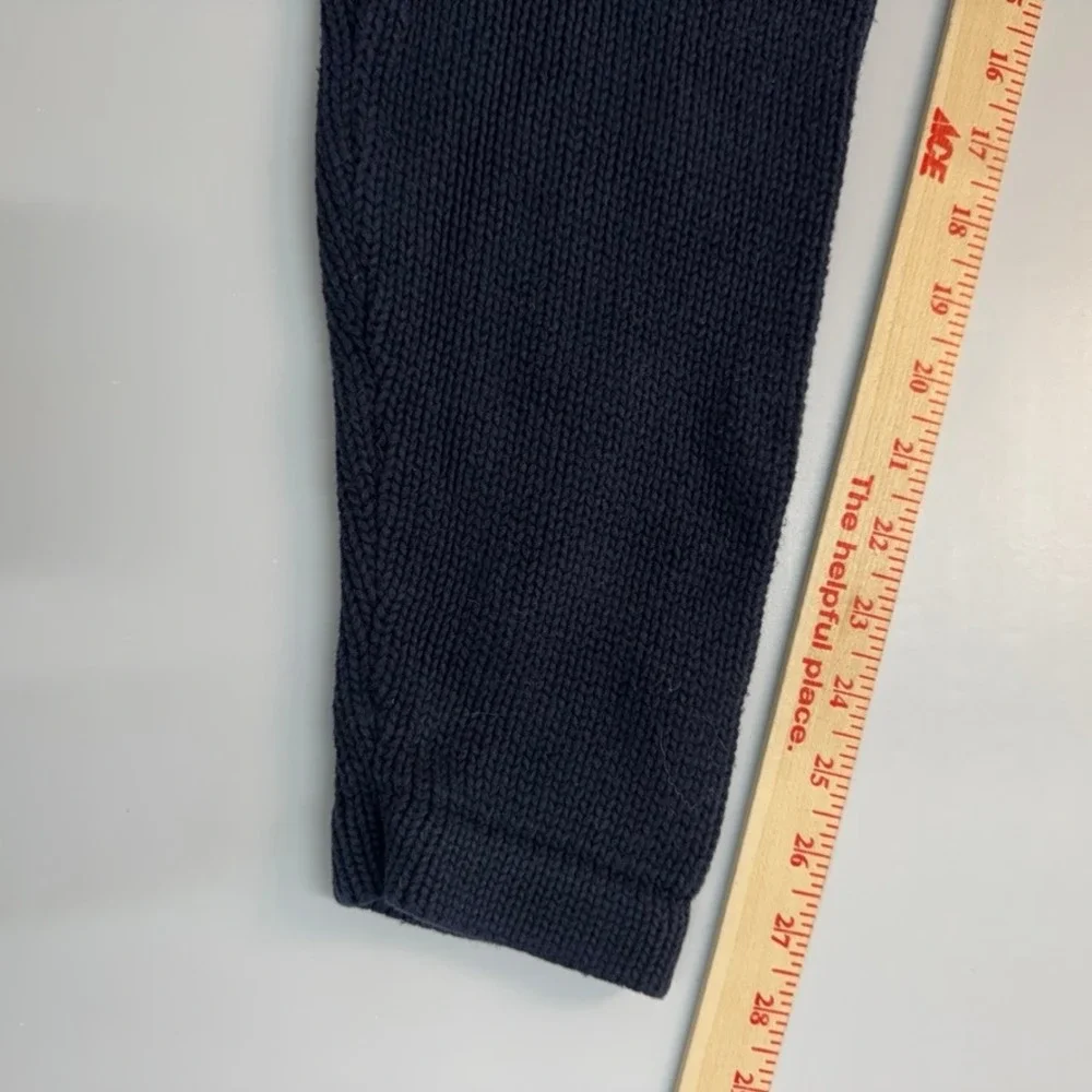 Gap Mens Navy Blue Cream Stripe Mock Neck Cotton Knit Sweater Large RN 54023